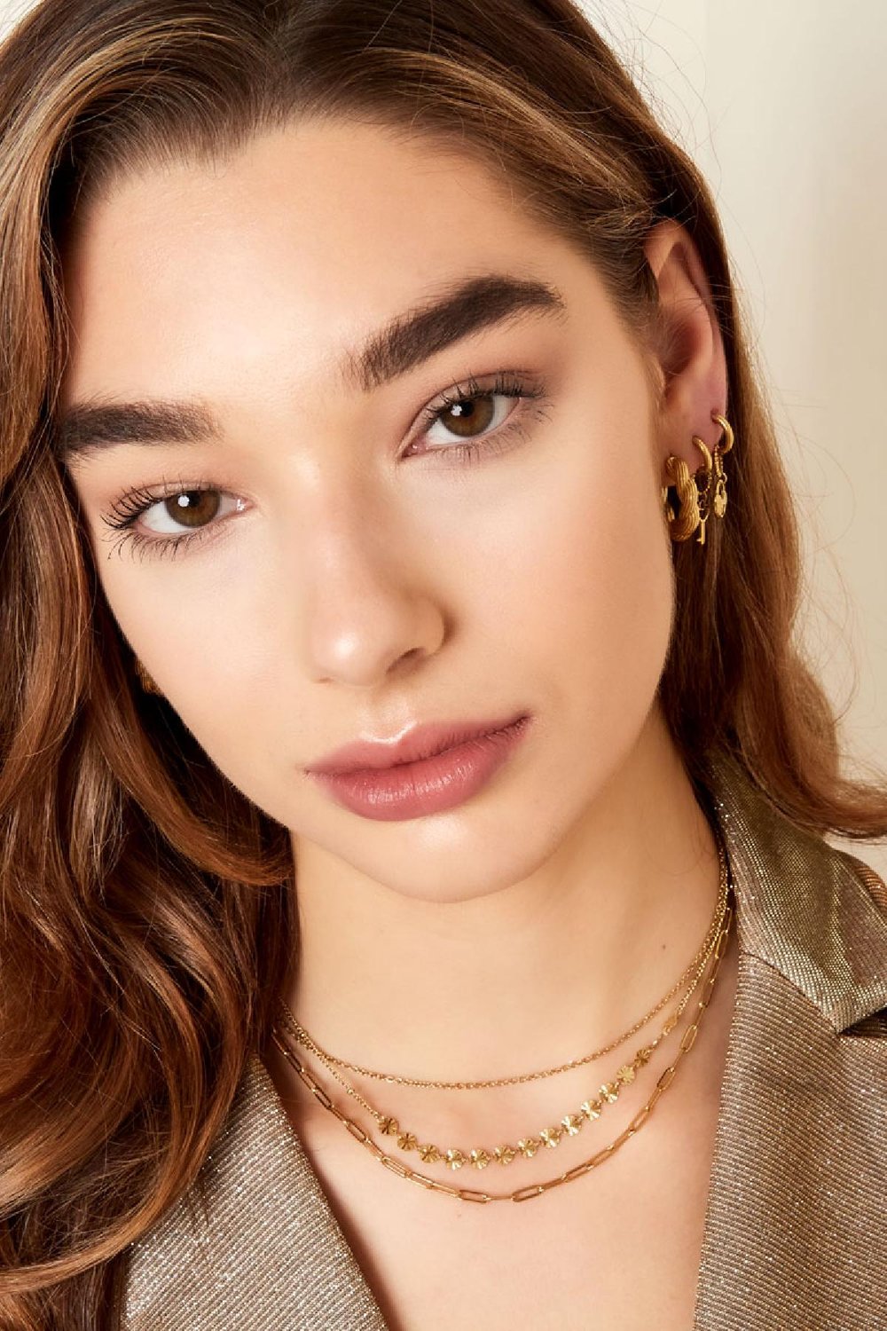 Necklace 3 layers Gold Color Stainless Steel h5Picture2